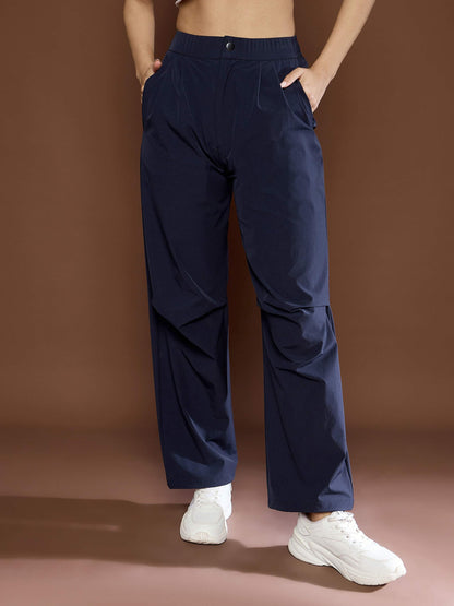 Women's Unisex Navy Front Dart Baggy Parachute Pan