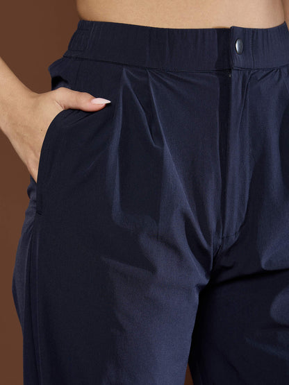 Women's Unisex Navy Front Dart Baggy Parachute Pan