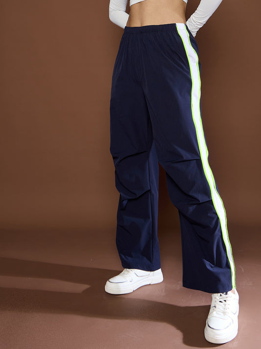 Women's Unisex Navy Side Panel Baggy Parachute Pan