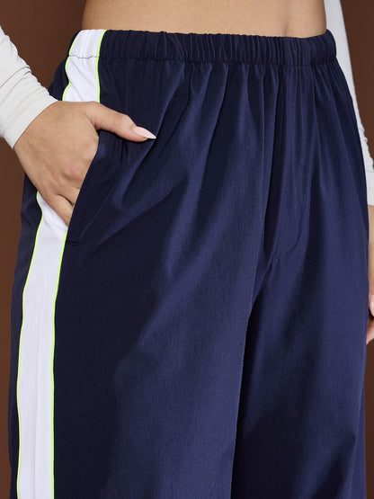 Women's Unisex Navy Side Panel Baggy Parachute Pan