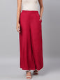 Women's Maroon Solid Na Rayon Na Palazzo