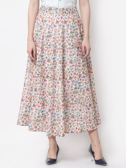 Women's Stylish Cotton blend Printed Long Skirt
