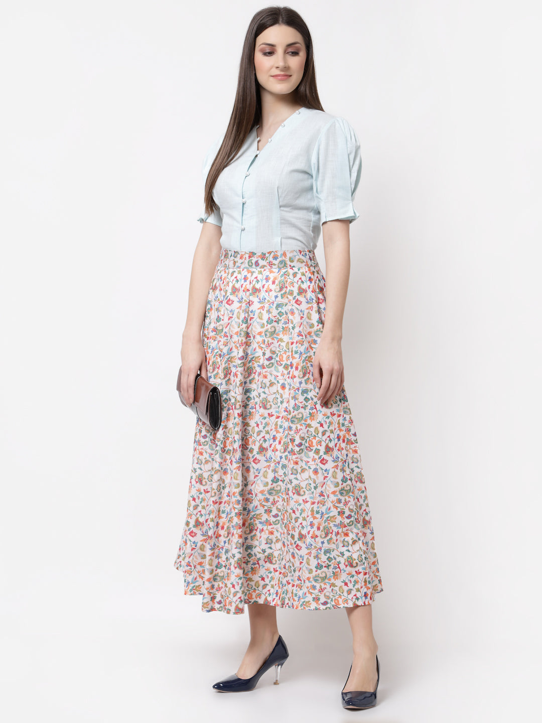 Women's Stylish Cotton blend Printed Long Skirt
