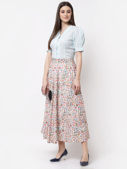 Women's Stylish Cotton blend Printed Long Skirt