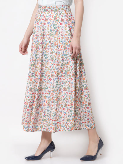 Women's Stylish Cotton blend Printed Long Skirt