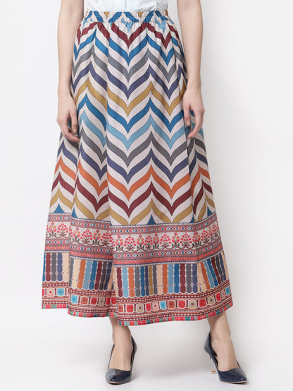 Women's Stylish Silk blend Printed Long Skirt