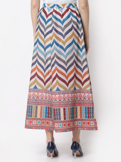 Women's Stylish Silk blend Printed Long Skirt