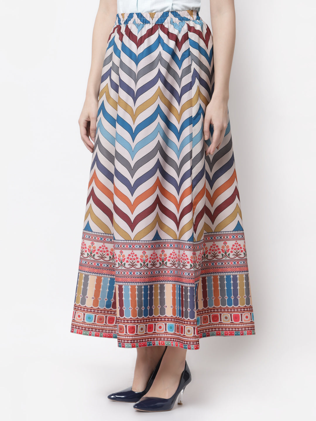 Women's Stylish Silk blend Printed Long Skirt