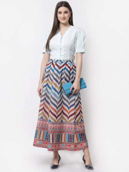 Women's Stylish Silk blend Printed Long Skirt