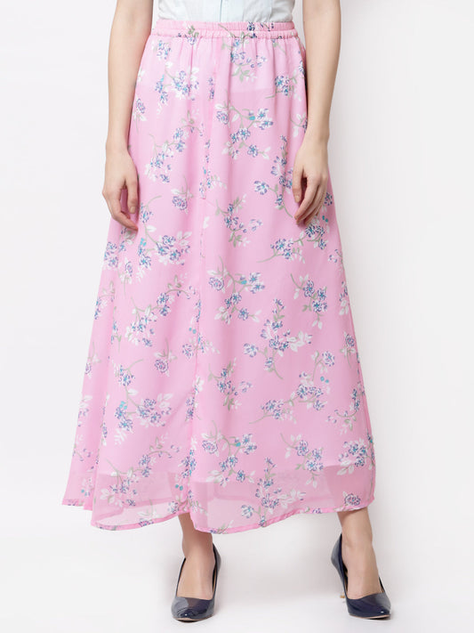 Women's Stylish Georgette Printed Long Skirt