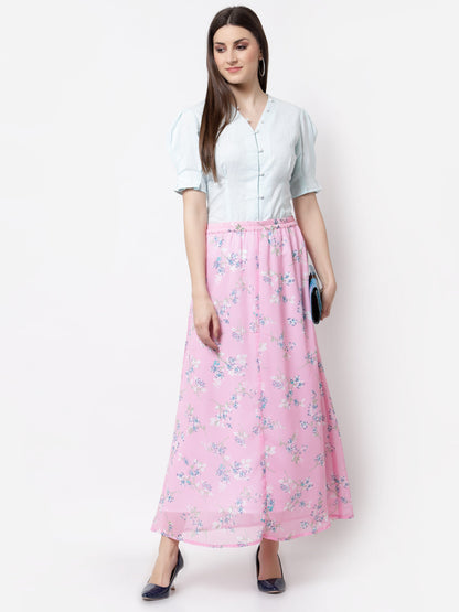 Women's Stylish Georgette Printed Long Skirt