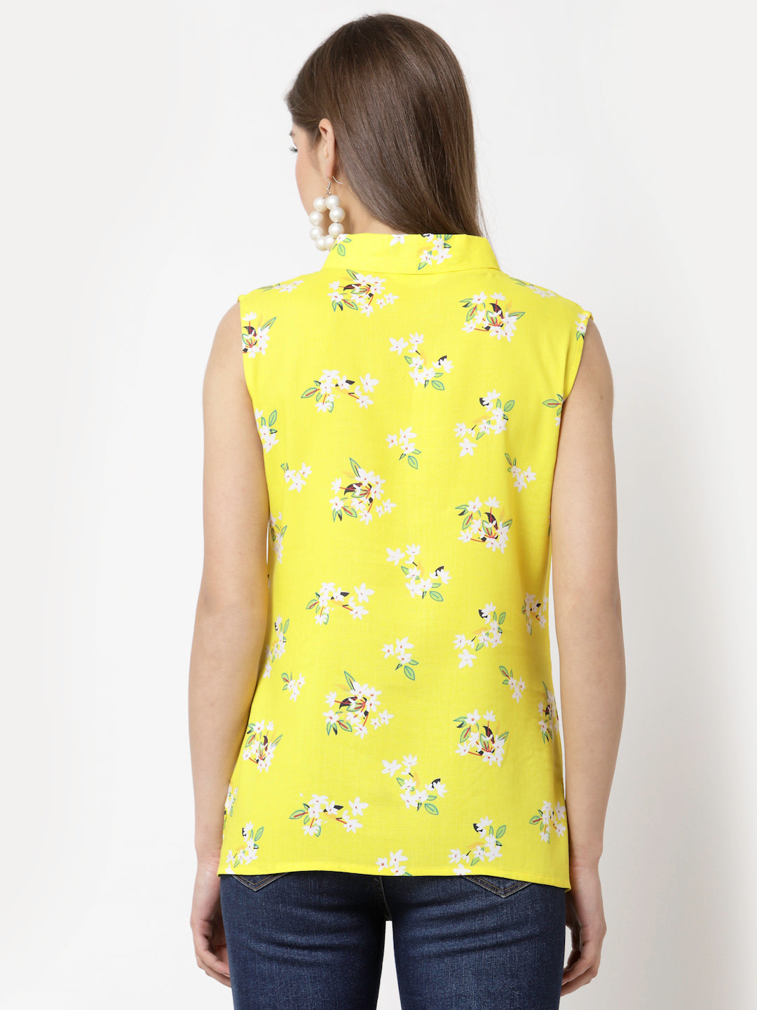 Women Yellow Cotton Top by Myshka (