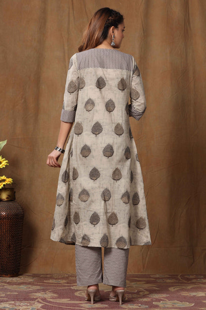 Women's Cotton Printed A-Line Kurta  And Palazzo Set