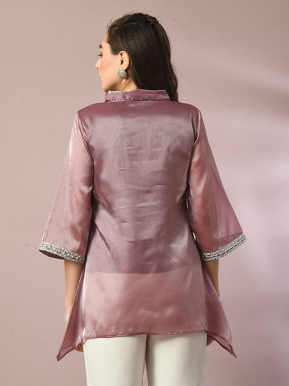 Women's  Brown Solid Longline Party Tunic