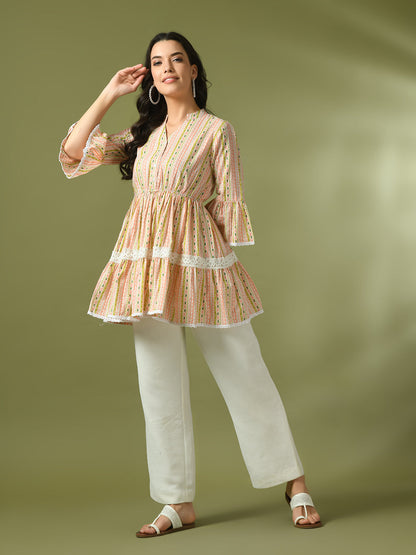 Women's  Multi Embellished Cotton Gathered Party Empire Top