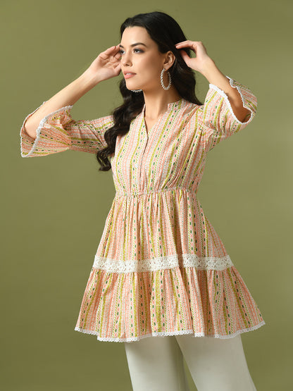 Women's  Multi Embellished Cotton Gathered Party Empire Top