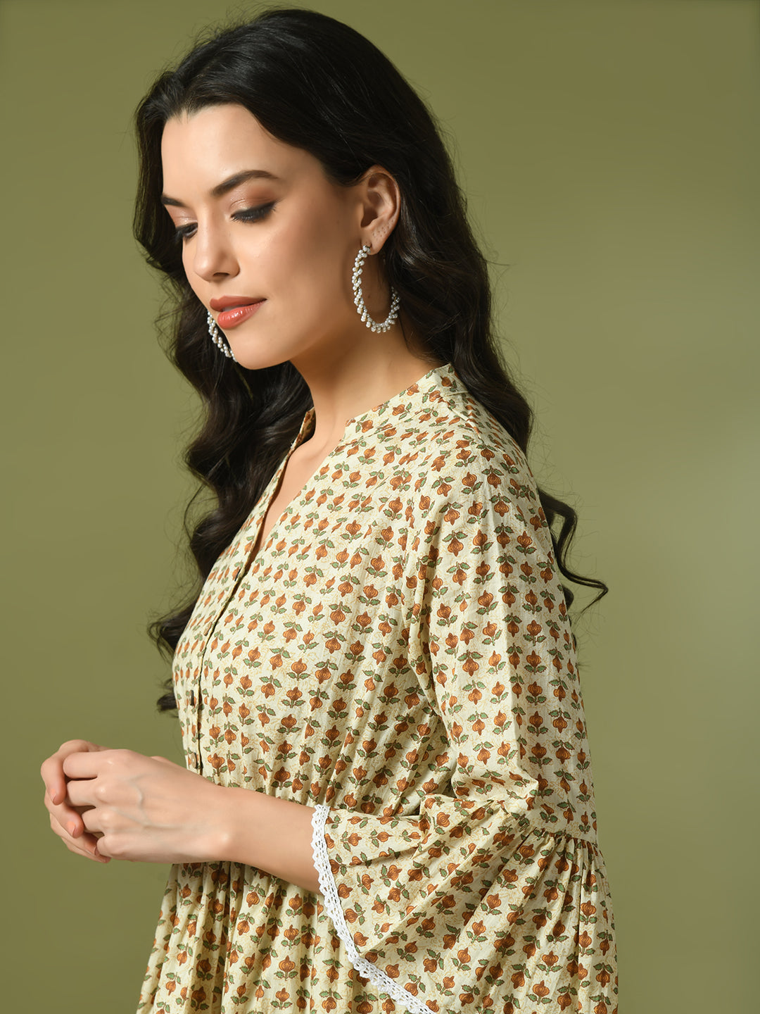 Women's  Multi Embellished Cotton Gathered Party Empire Top