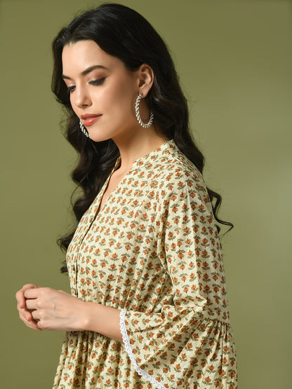 Women's  Multi Embellished Cotton Gathered Party Empire Top