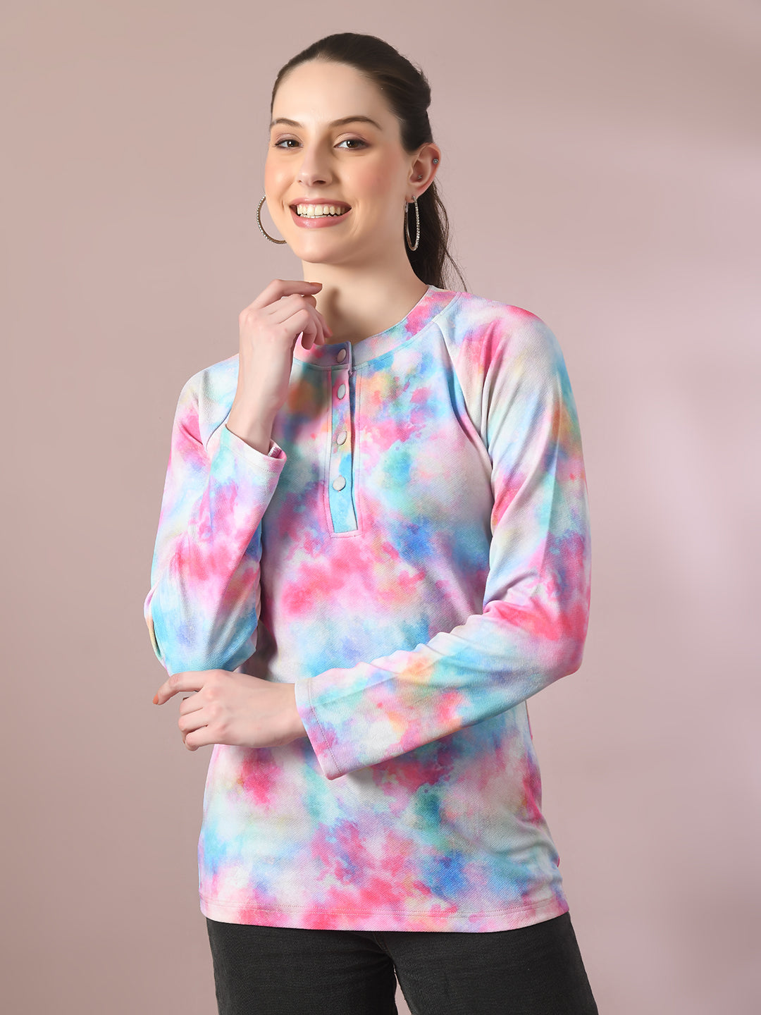 Women's  Multi Embellished Raglan Sleeve Party Top