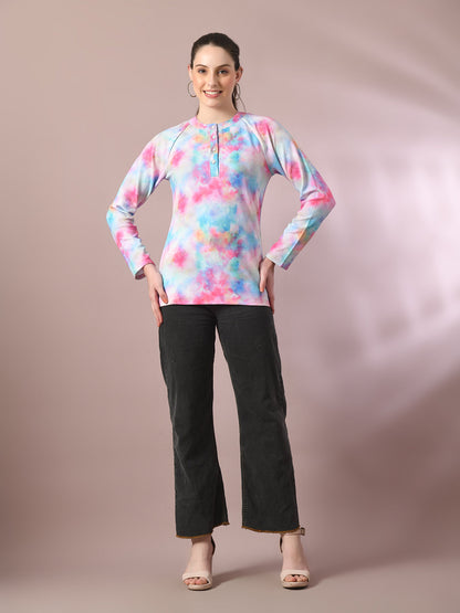 Women's  Multi Embellished Raglan Sleeve Party Top
