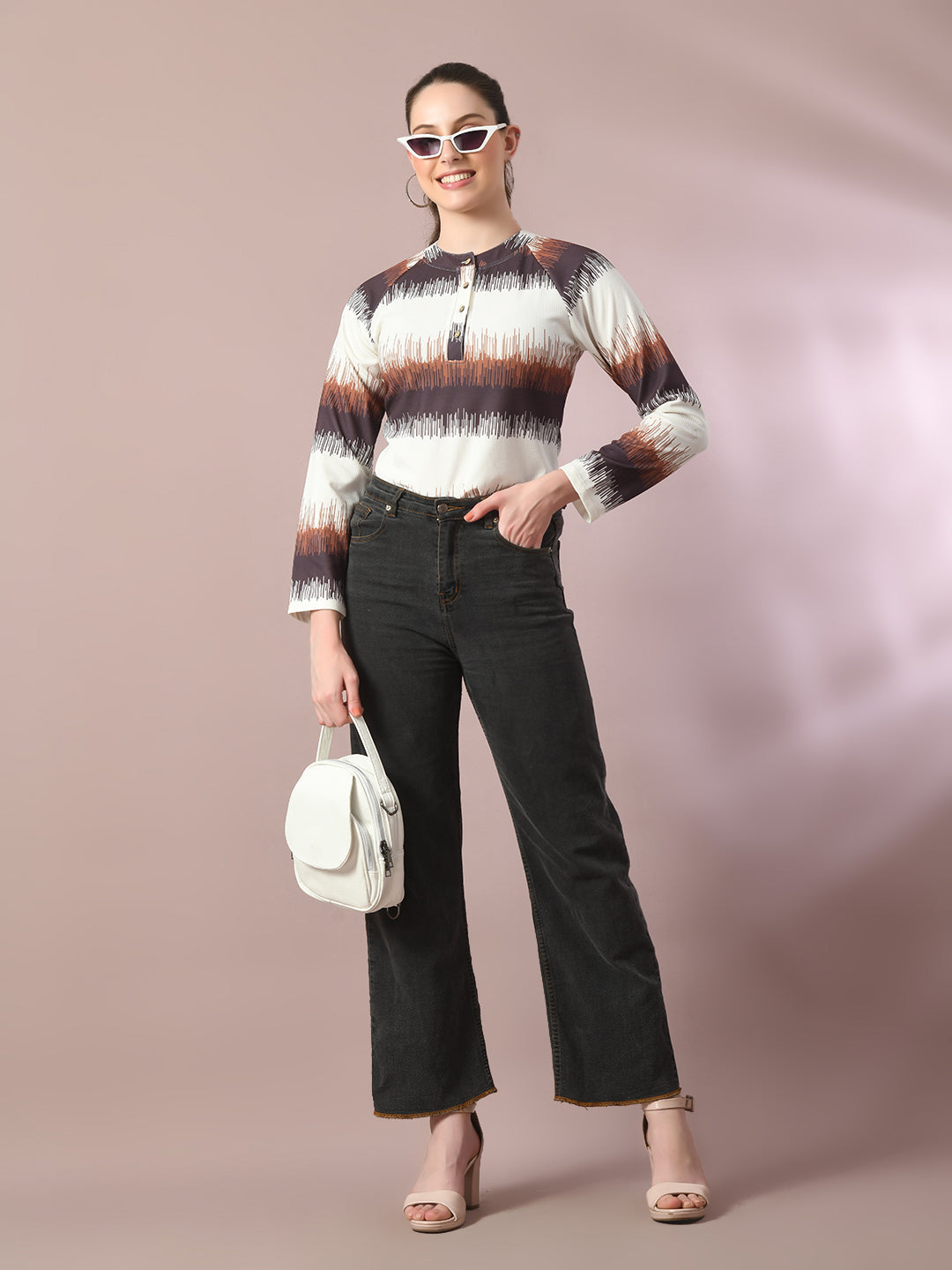 Women's  Multi Embellished Raglan Sleeve Party Top