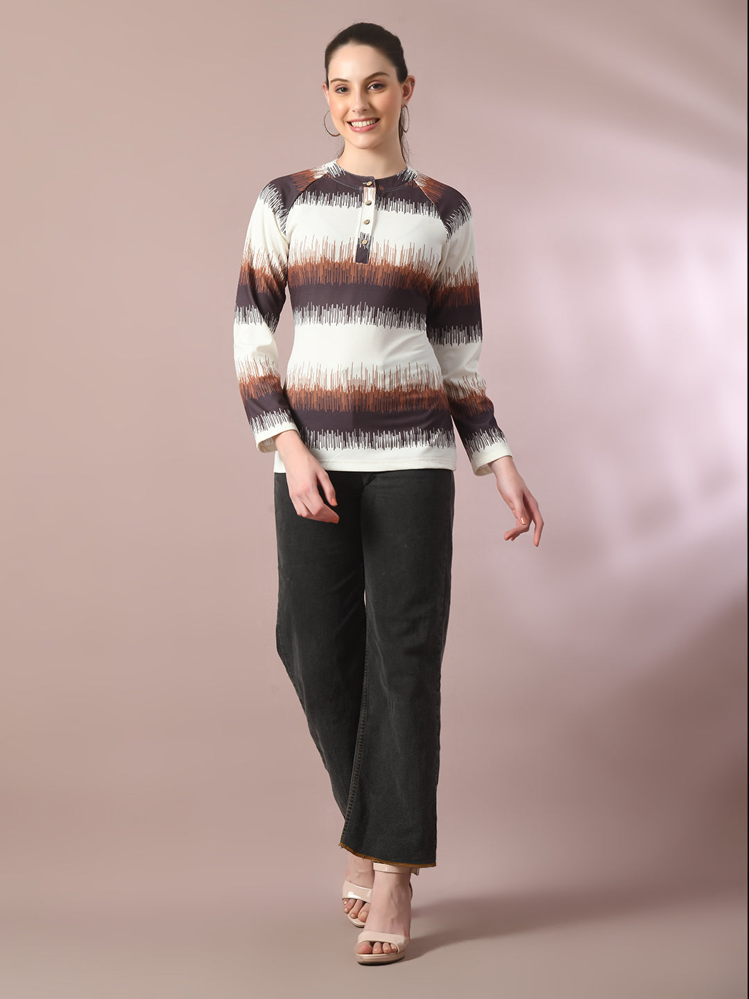 Women's  Multi Embellished Raglan Sleeve Party Top