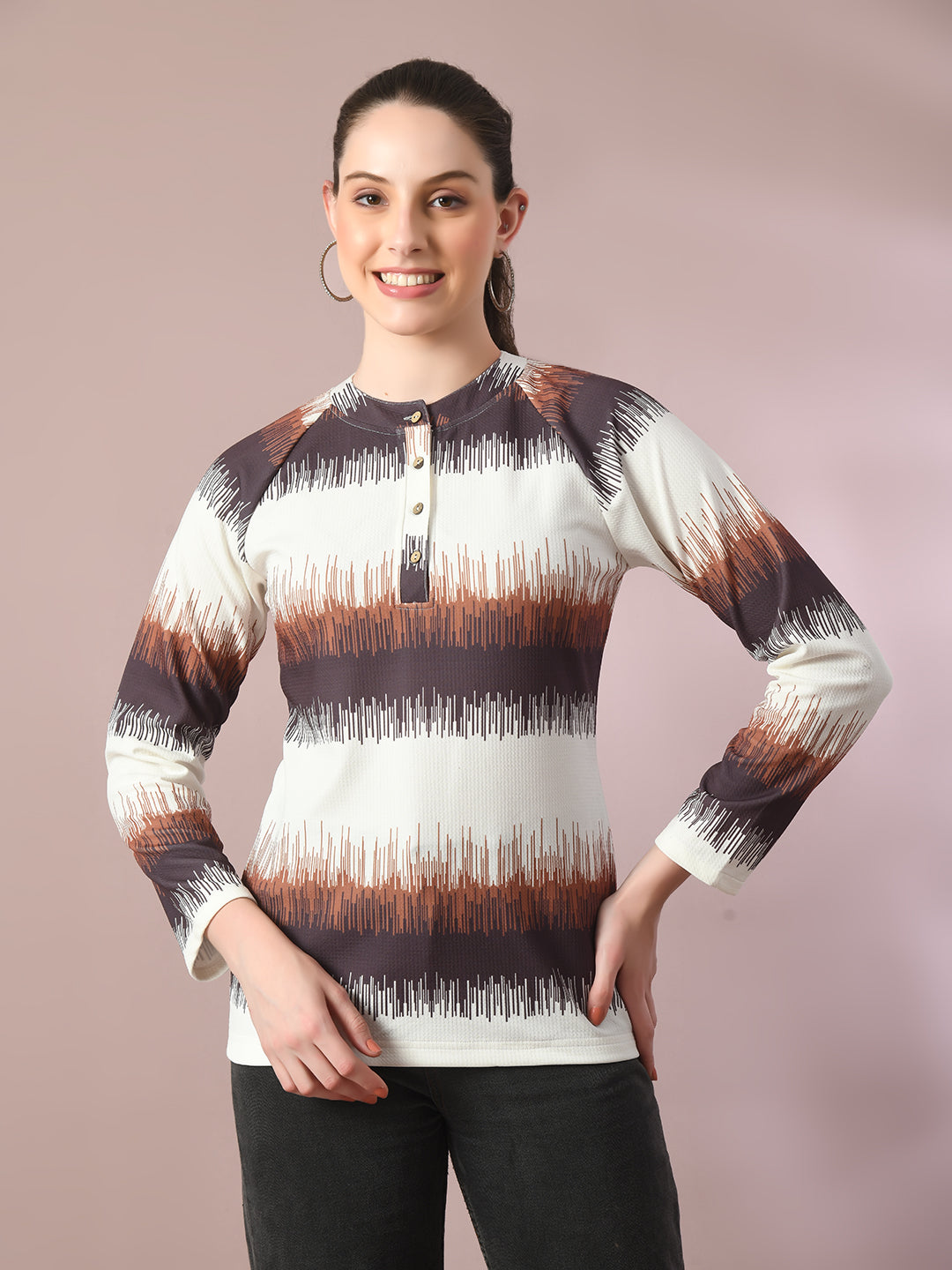 Women's  Multi Embellished Raglan Sleeve Party Top