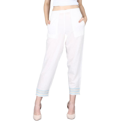 Women's Cotton Embroidery Regular Fit Trouser Pants