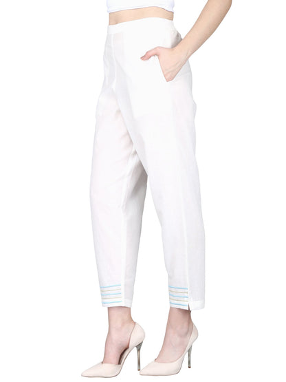 Women's Cotton Embroidery Regular Fit Trouser Pants