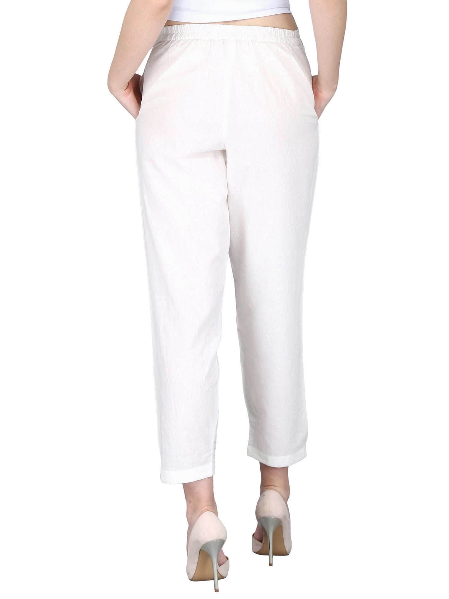 Women's Cotton Embroidery Regular Fit Trouser Pants