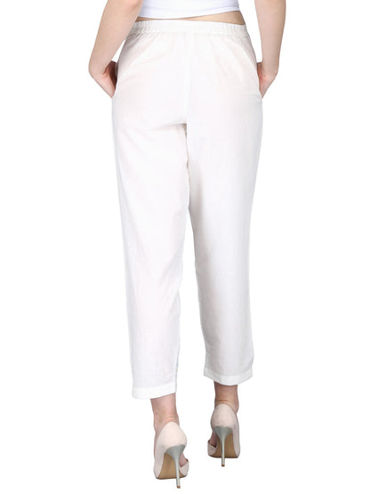 Women's Cotton Embroidery Regular Fit Trouser Pants