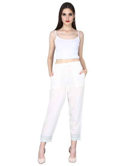 Women's Cotton Embroidery Regular Fit Trouser Pants