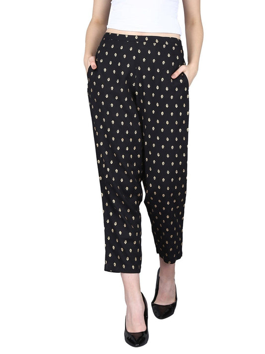Women's Rayon Printed Regular Fit Trouser Pants