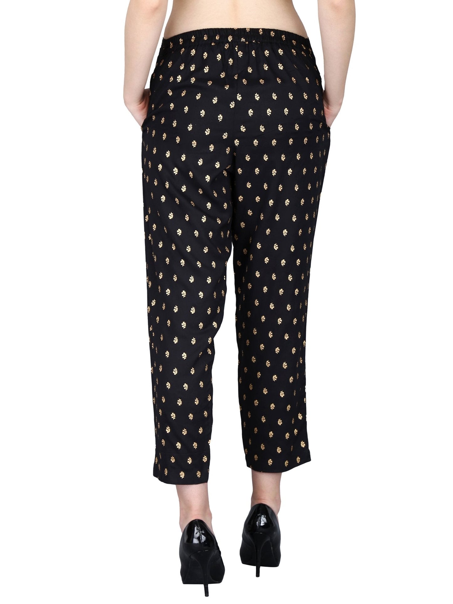 Women's Rayon Printed Regular Fit Trouser Pants