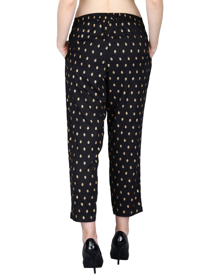 Women's Rayon Printed Regular Fit Trouser Pants