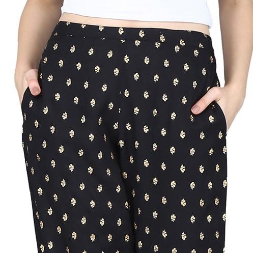 Women's Rayon Printed Regular Fit Trouser Pants