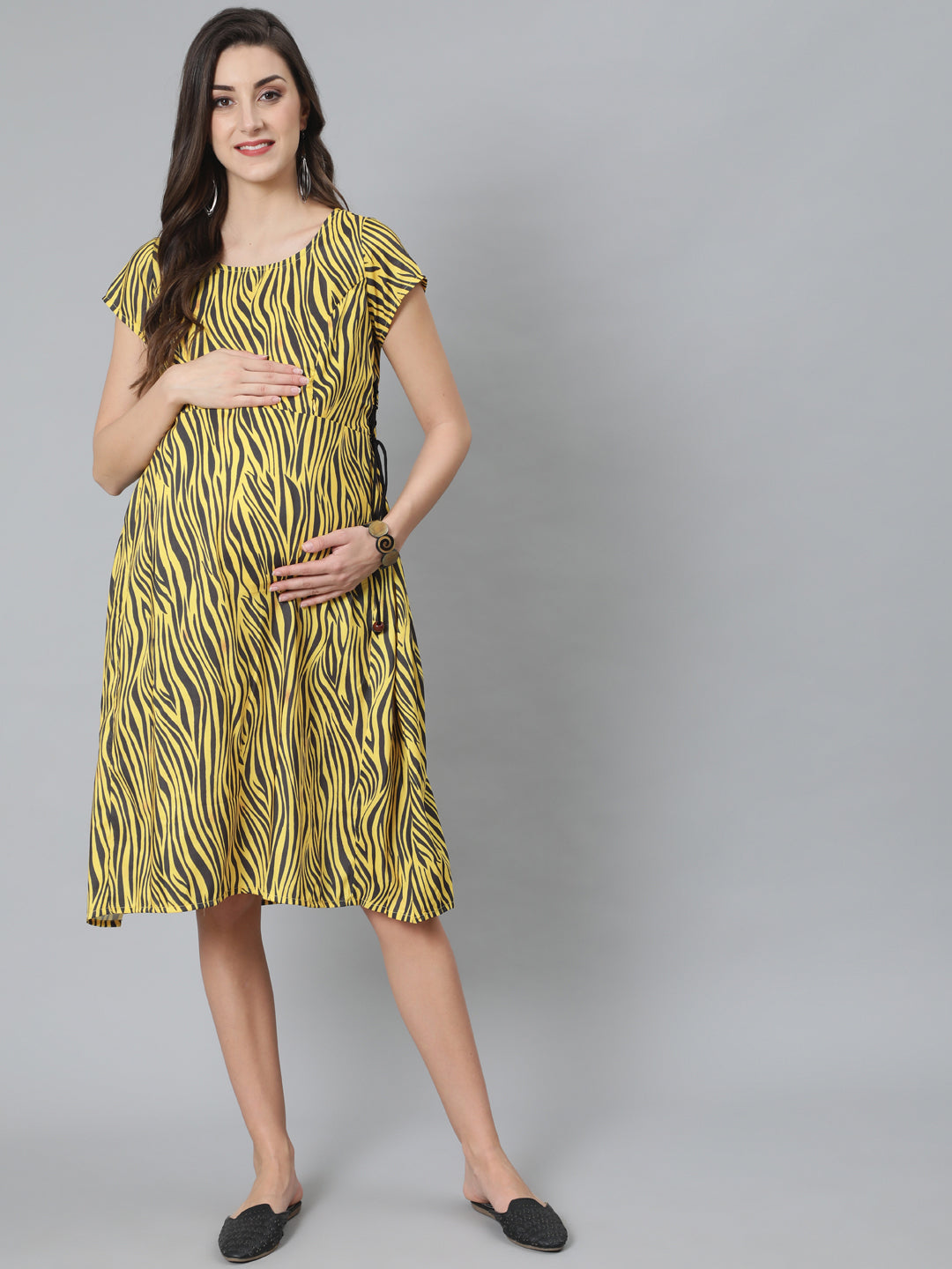 Women's Yellow & Black Animal Print Dress