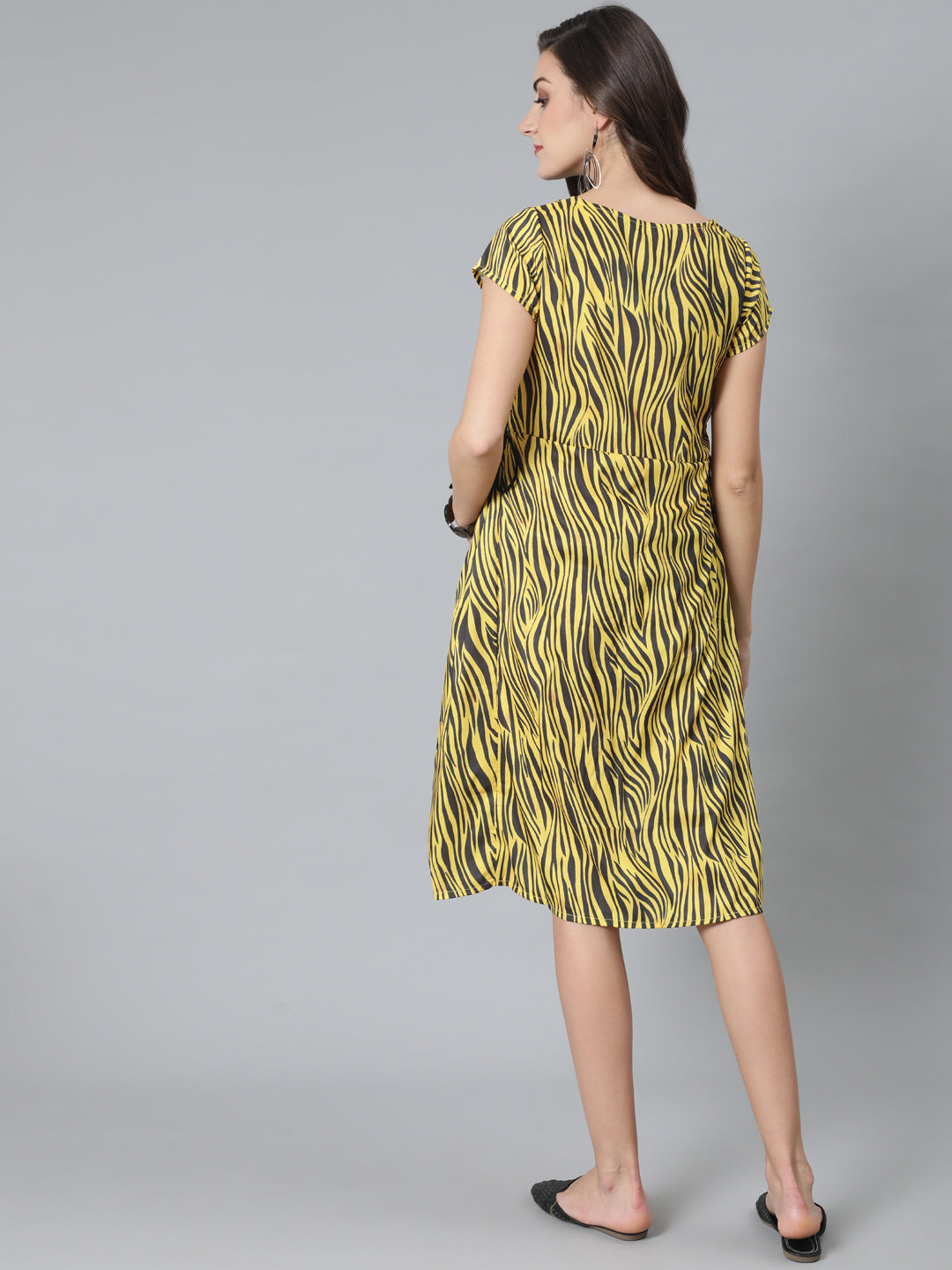 Women's Yellow & Black Animal Print Dress