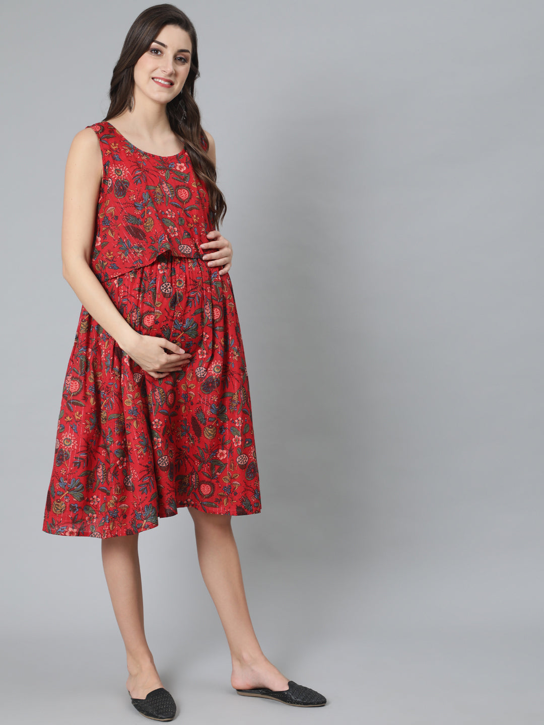 Women's Red Floral Print Dress
