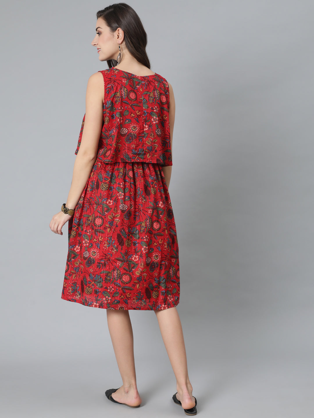 Women's Red Floral Print Dress