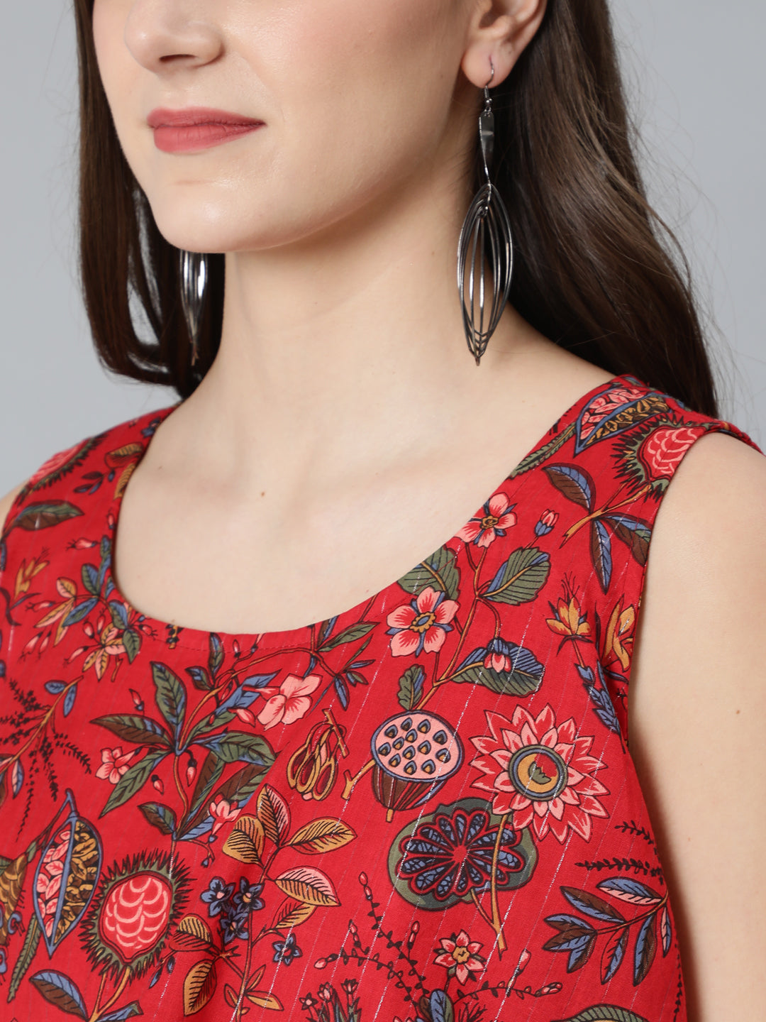 Women's Red Floral Print Dress