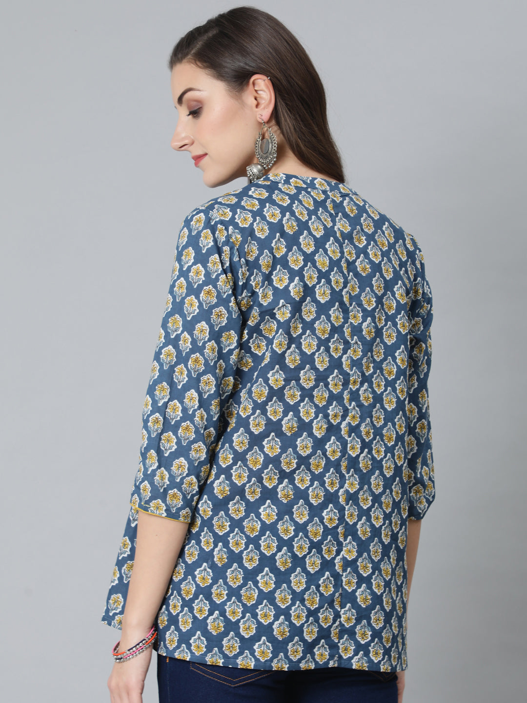Women's Blue Floral Print Maternity Tunic
