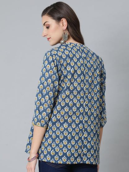 Women's Blue Floral Print Maternity Tunic