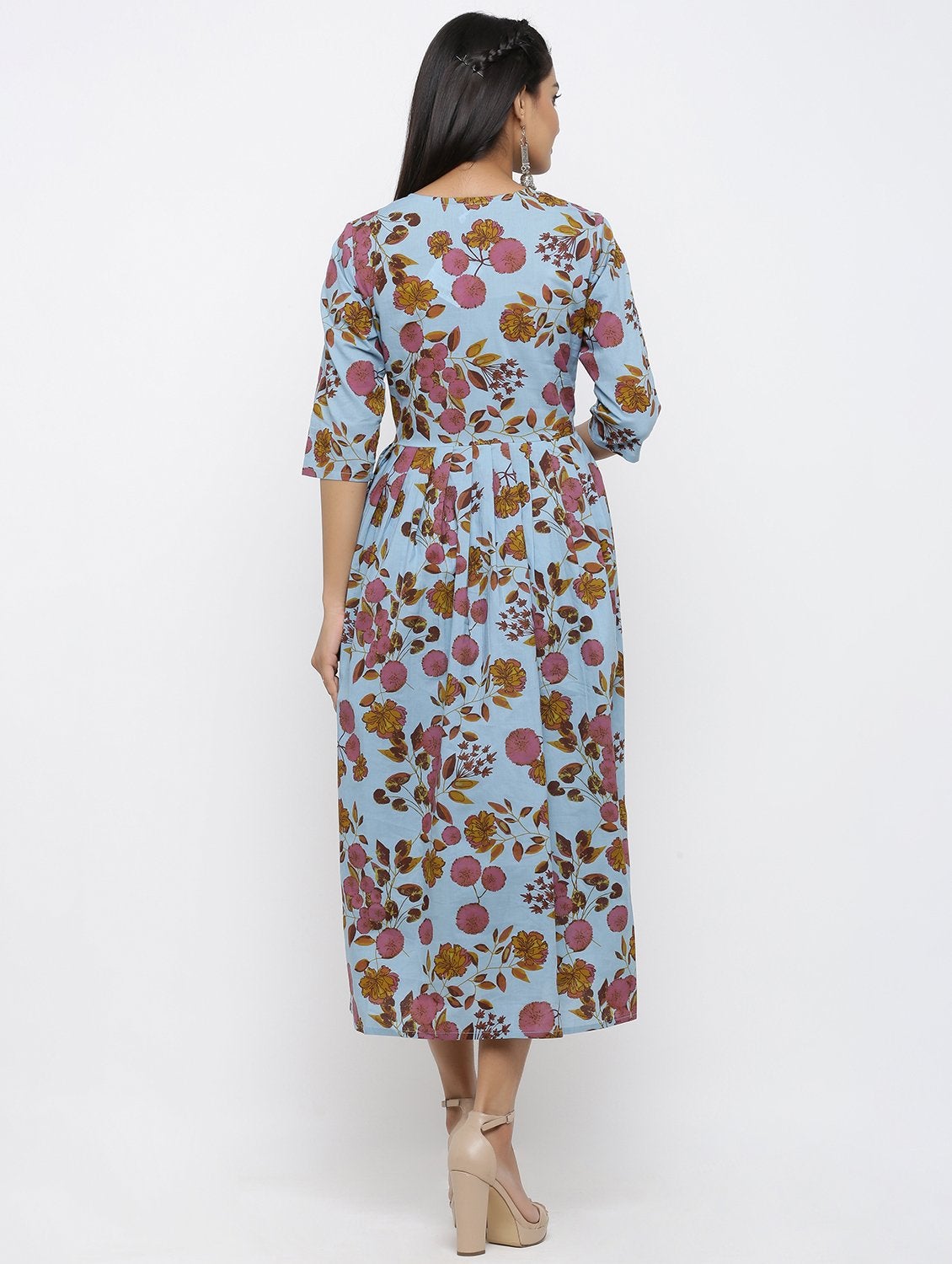 Women's Cotton Printed & Embroidered Anarkali Kurta