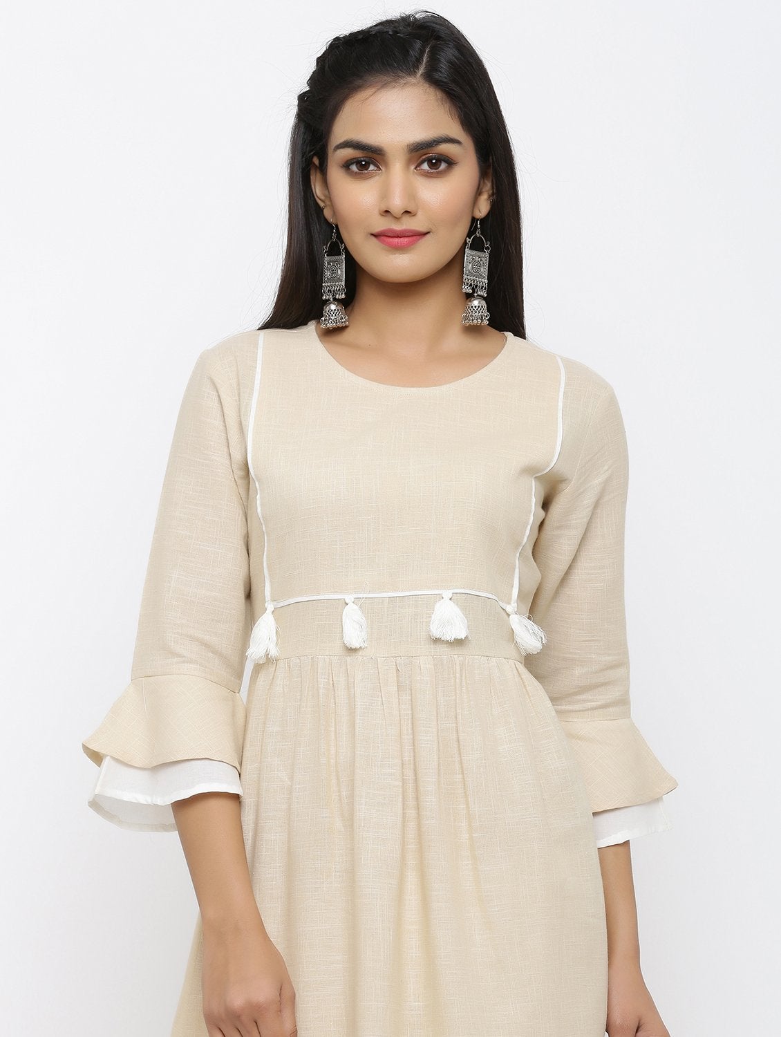 Women's Cotton Self Woven Straight Kurta
