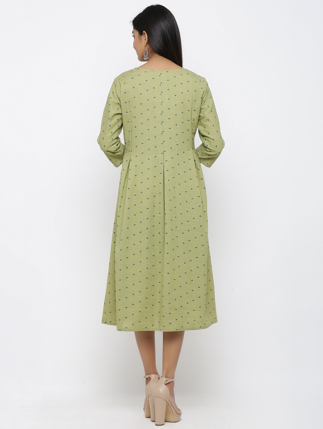 Women's Cotton Printed & Embroidered Flared Kurta