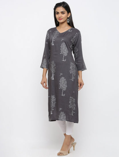 Women's Cotton Printed Straight Kurta