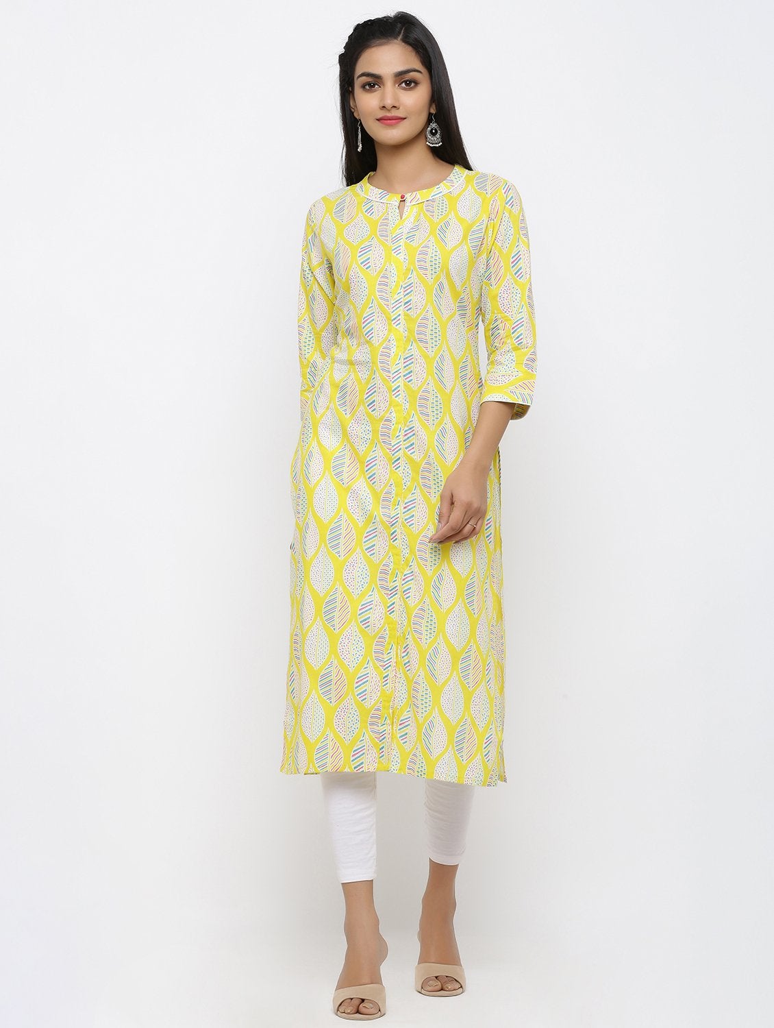 Women's Cotton Floral Printed Straight Kurta