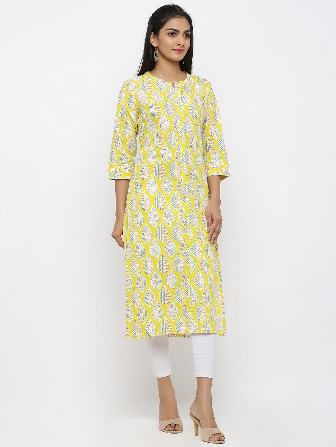 Women's Cotton Floral Printed Straight Kurta