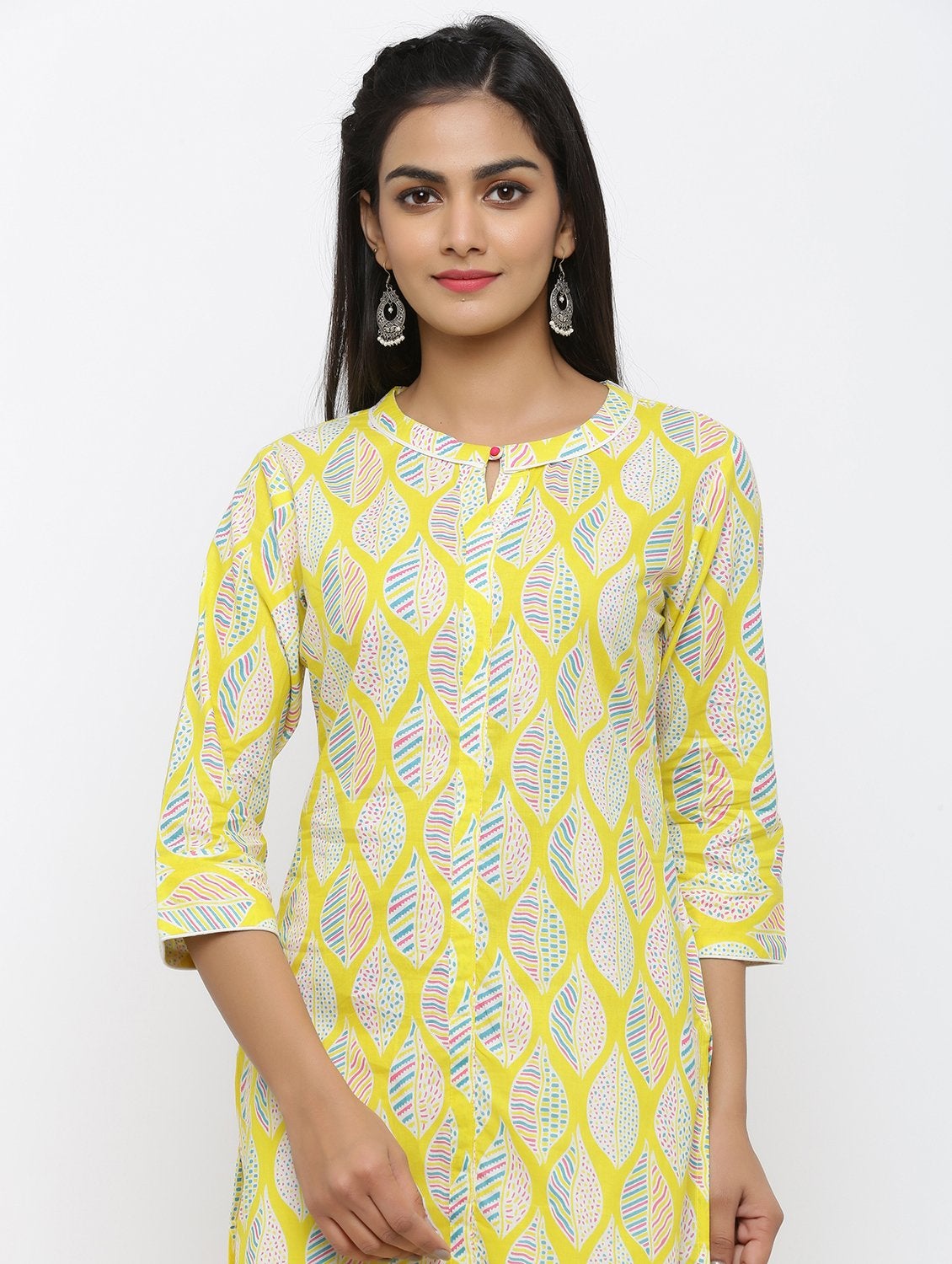 Women's Cotton Floral Printed Straight Kurta
